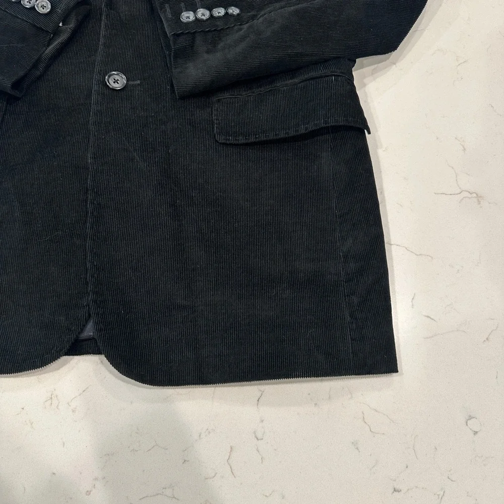Express Design Studio Mens Black Corduroy Blazer 2 Button Sport Coat 38R